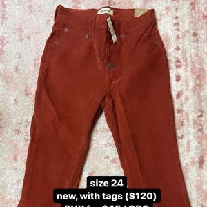 Corduroy burnt orange madewell flair pants